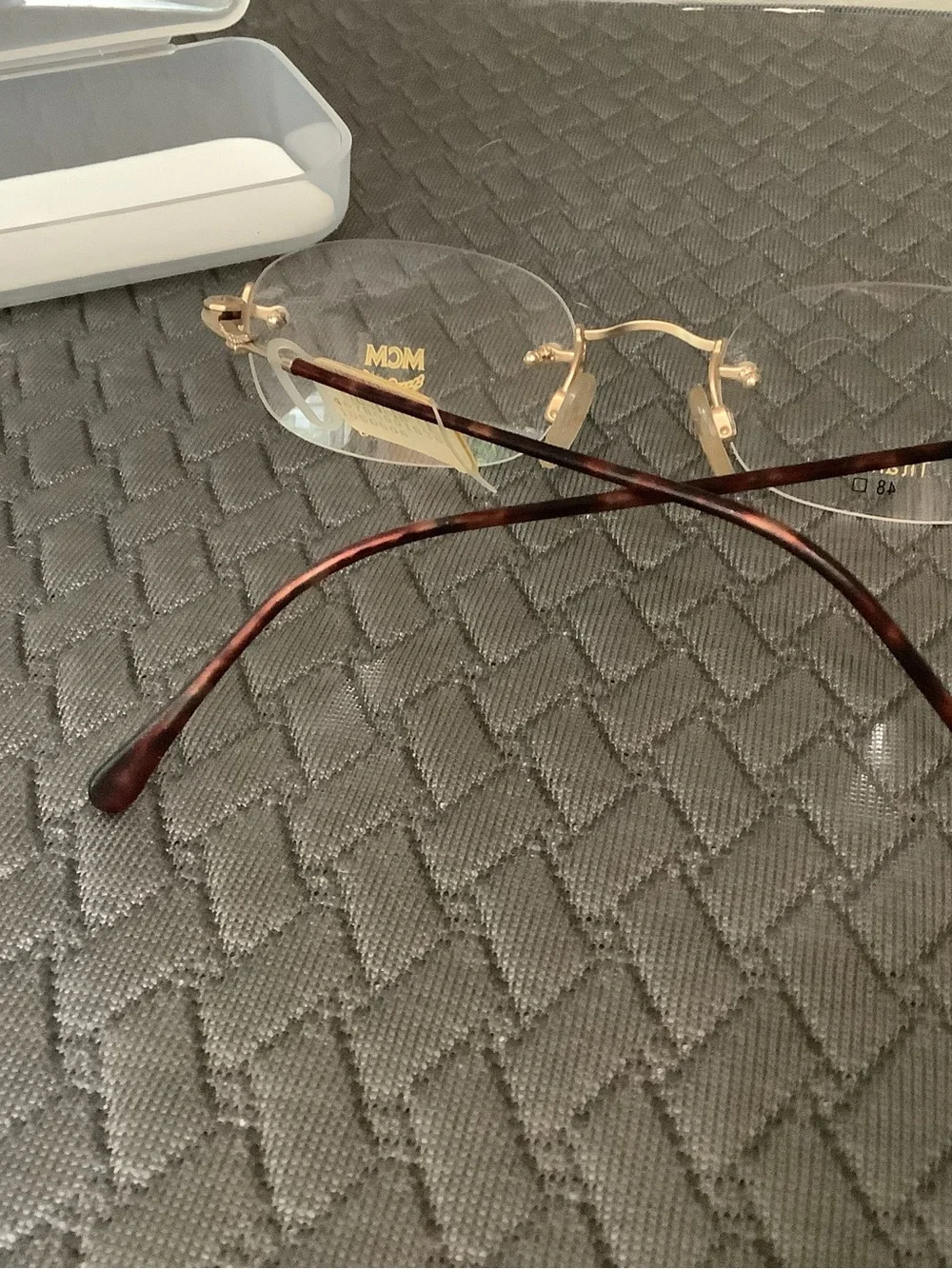MCM Rimless Gold Frame Glasses with Brown Temples